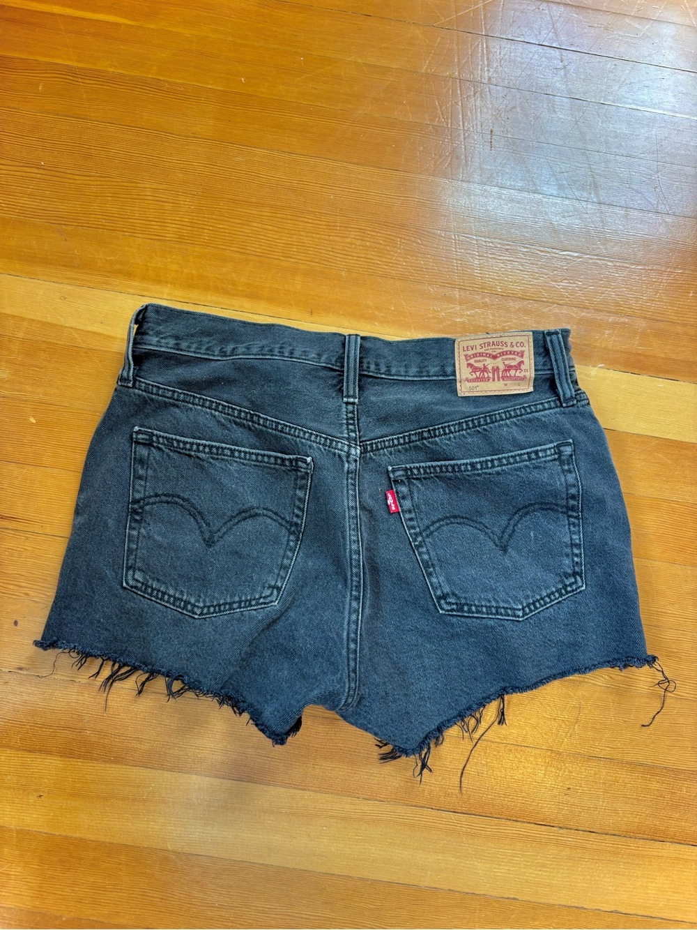 Levi's Women's Black Frayed Hem Denim Shorts